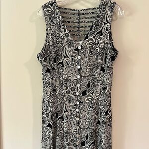 J.B.S. Black and White Sleeveless Sundress - 16, vintage
